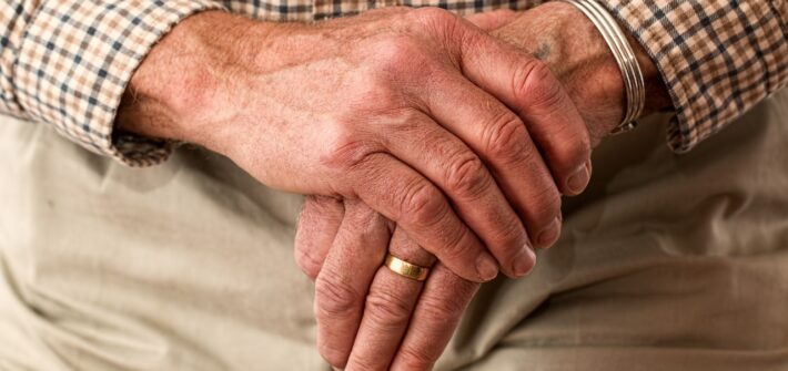 elderly, hands, ring